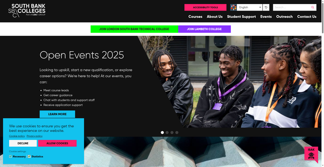 Security scan screenshot of https://www.southbankcolleges.ac.uk/