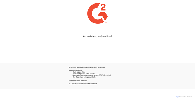 Security scan screenshot of https://tracking-api.g2.com
