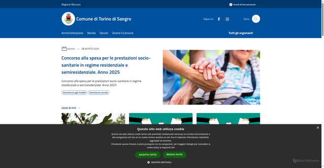Security scan screenshot of https://www.comune.torinodisangro.ch.it/it