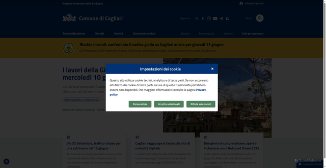 Security scan screenshot of https://www.comune.cagliari.it