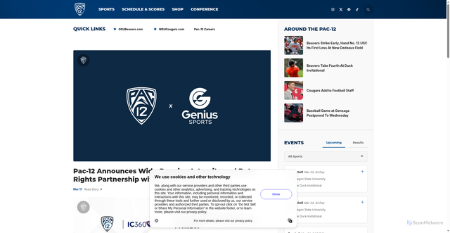 Security scan screenshot of https://pac-12.com