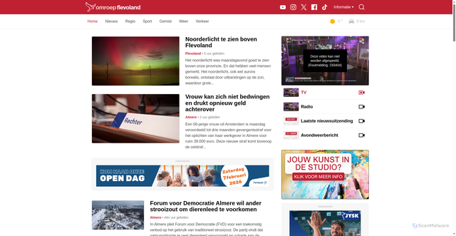 Security scan screenshot of https://omroepflevoland.nl