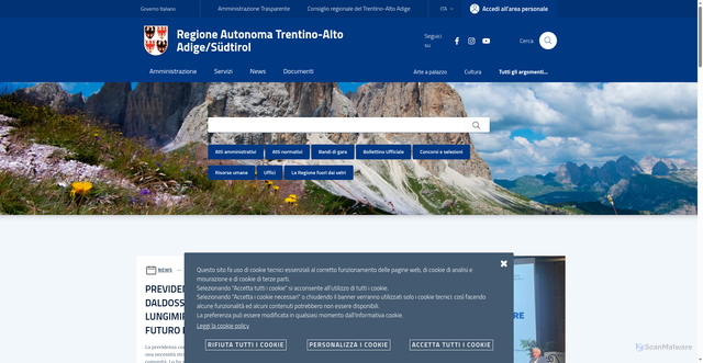 Security scan screenshot of https://www.regione.taa.it/