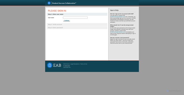 Security scan screenshot of https://ssc.eab.com