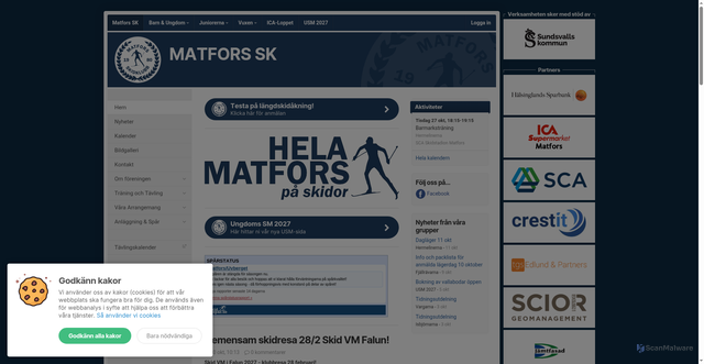 Security scan screenshot of https://matforsskidklubb.se