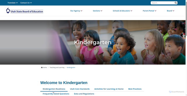 Security scan screenshot of https://schools.utah.gov/curr/kindergarten.php