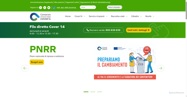Security scan screenshot of https://www.covar14.it