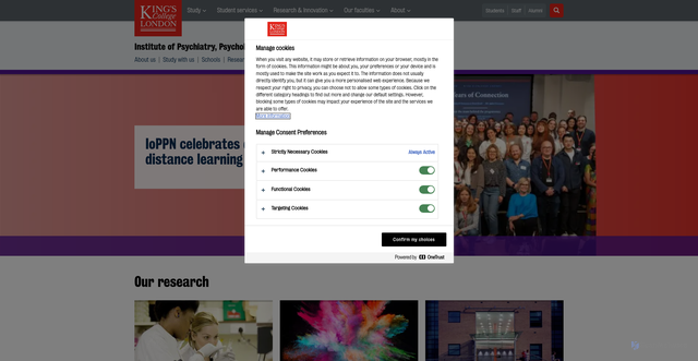Security scan screenshot of https://iop.kcl.ac.uk