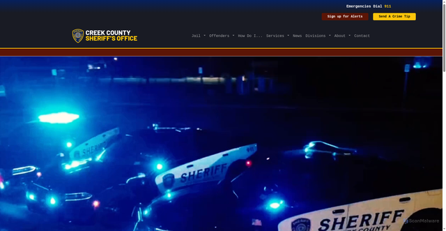 Security scan screenshot of https://creekcountysheriff.gov/