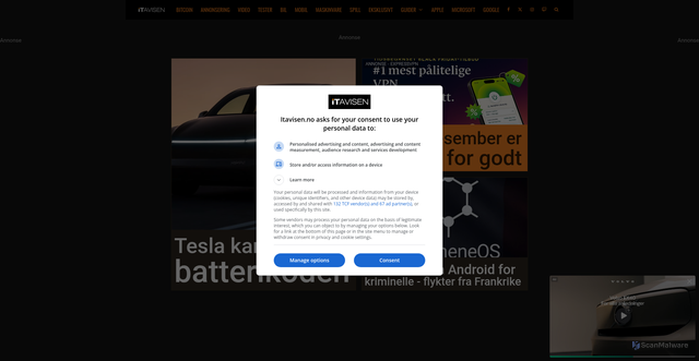 Security scan screenshot of https://itavisen.no/