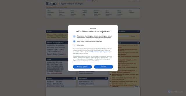 Security scan screenshot of https://kapu.hu