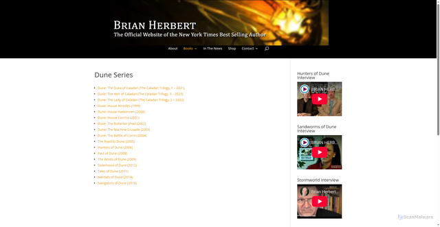 Security scan screenshot of https://www.brianherbertnovels.com/dune-series/
