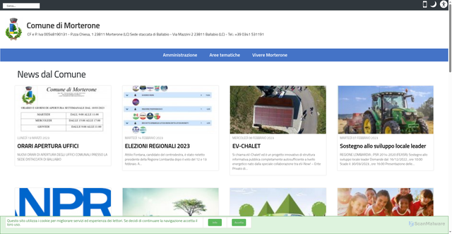 Security scan screenshot of https://www.comune.morterone.lc.it/