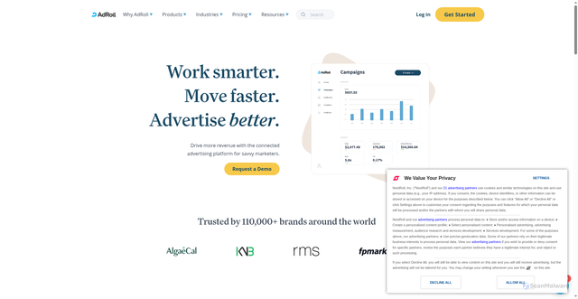 Security scan screenshot of https://www.adroll.com/