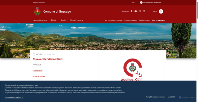 Security scan screenshot of https://www.comune.gussago.bs.it/