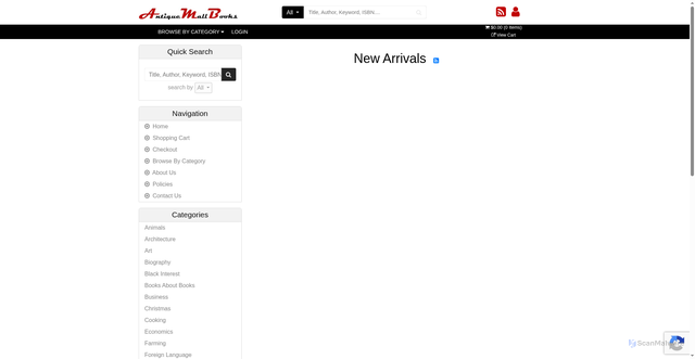 Security scan screenshot of https://www.antiquemallbookstore.com