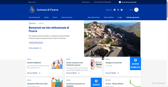 Security scan screenshot of https://www.comune.ficarra.me.it/