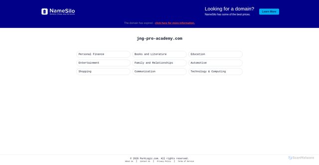 Security scan screenshot of https://jng-pro-academy.com/cz