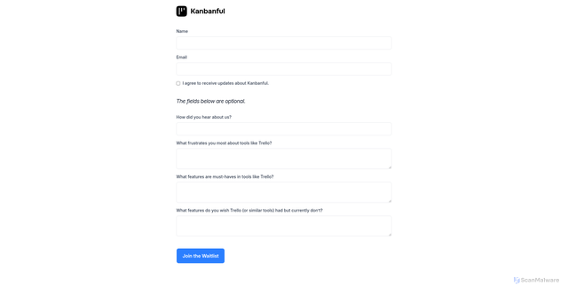 Security scan screenshot of https://kanbanful-com.pages.dev/waitlist