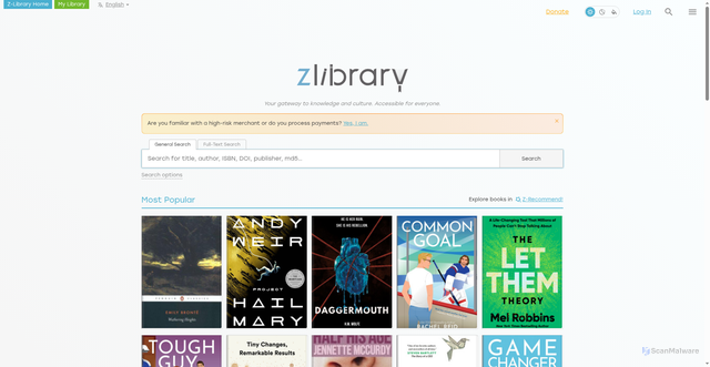 Security scan screenshot of https://z-lib.fm