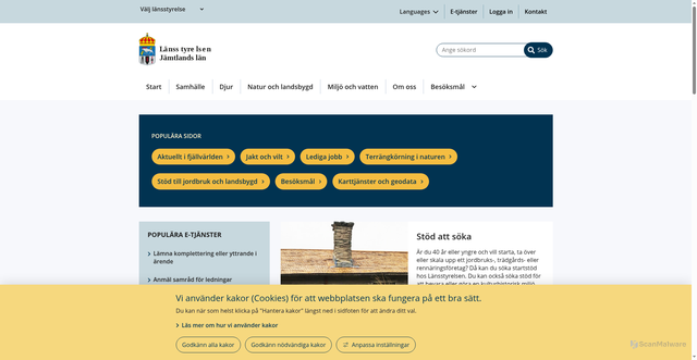 Security scan screenshot of https://www.lansstyrelsen.se/jamtland