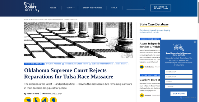 Security scan screenshot of https://statecourtreport.org/our-work/analysis-opinion/oklahoma-supreme-court-rejects-reparations-tulsa-race-massacre