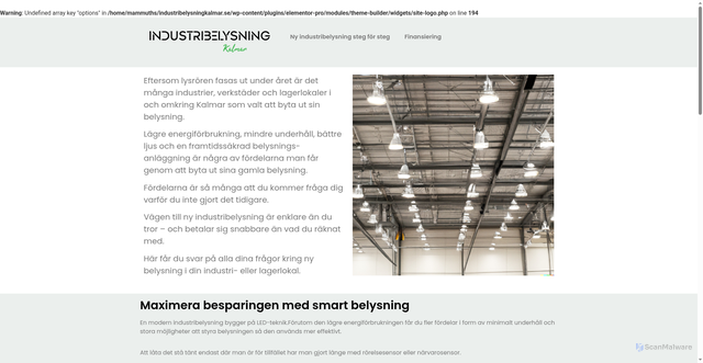 Security scan screenshot of https://industribelysningkalmar.se
