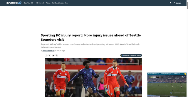 Security scan screenshot of https://reportingkc.com/sporting-kc-injury-report-more-injury-issues-ahead-of-seattle-sounders-visit-01kqkzfat65k