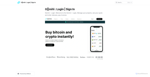 Security scan screenshot of https://gemini-lxiogin.gitbook.io/sign-in/