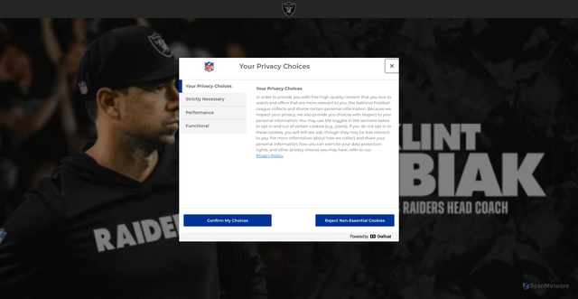 Security scan screenshot of https://vegas.raiders.com/feature/welcome-coach-klint-kubiak
