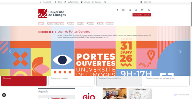 Security scan screenshot of https://unilim.fr