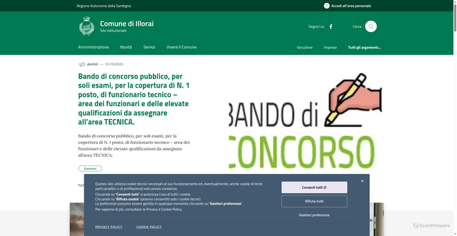 Security scan screenshot of https://www.comune.illorai.ss.it/
