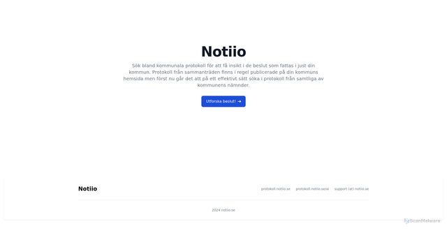 Security scan screenshot of https://notiio.se