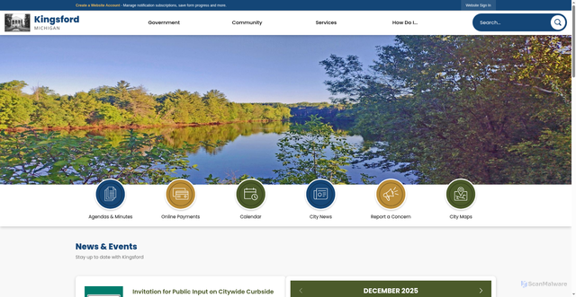 Security scan screenshot of https://kingsfordmi.gov/