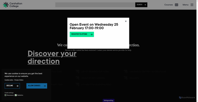 Security scan screenshot of https://stcg.ac.uk/carshalton-college