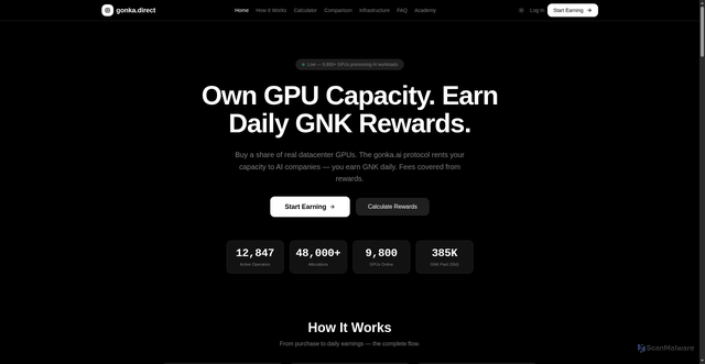 Security scan screenshot of https://gonka.direct/