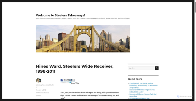 Security scan screenshot of https://steelerstakeaways.com/hines-ward-steelers-wide-receiver-1998-2011/