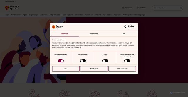 Security scan screenshot of https://svenskakyrkan.se