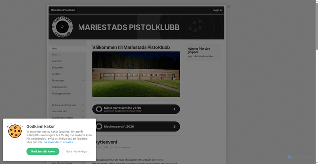 Security scan screenshot of https://mariestadspistolklubb.se