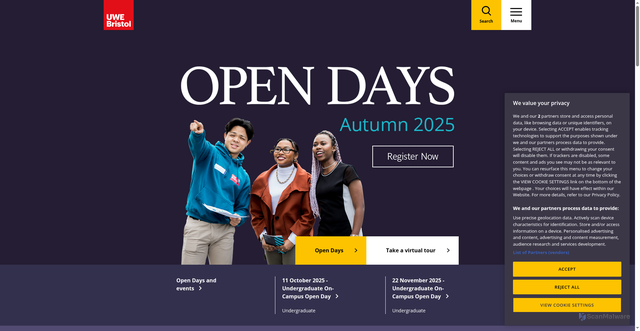 Security scan screenshot of https://www.uwe.ac.uk/