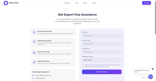 Security scan screenshot of https://visa-platform.pages.dev/contact/