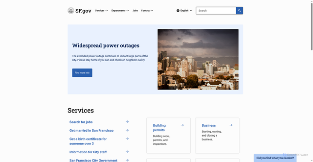 Security scan screenshot of https://www.sf.gov
