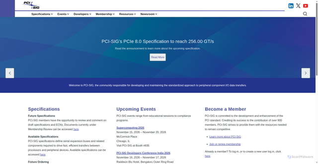 Security scan screenshot of https://pcisig.com