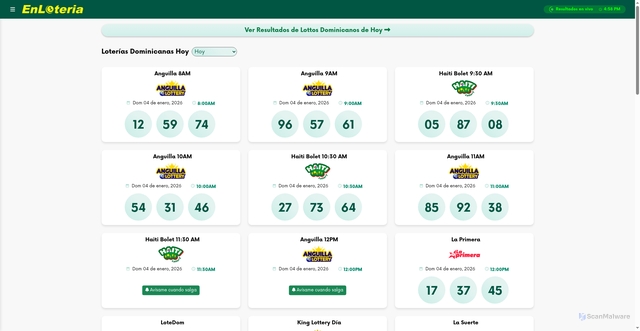 Security scan screenshot of https://enloteria.com