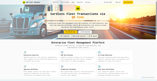Security scan screenshot of http://jaafuelcard.com/
