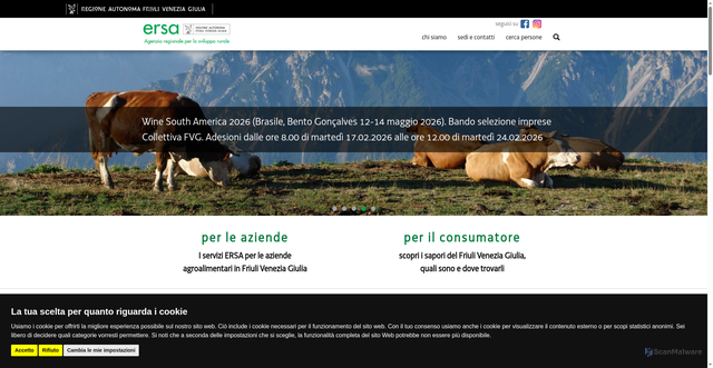 Security scan screenshot of https://www.ersa.fvg.it/cms/hp/;jsessionid=D4323F36B814204C43B565603F17CCA9