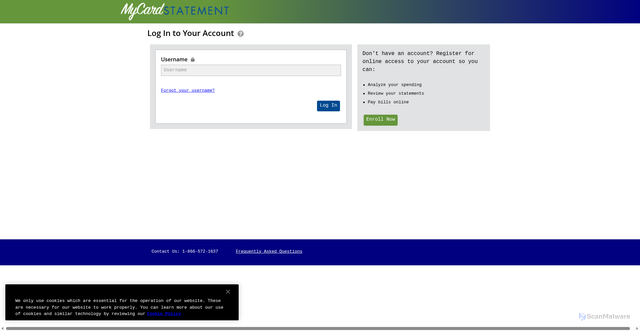 Security scan screenshot of https://www.mycardstatement.com