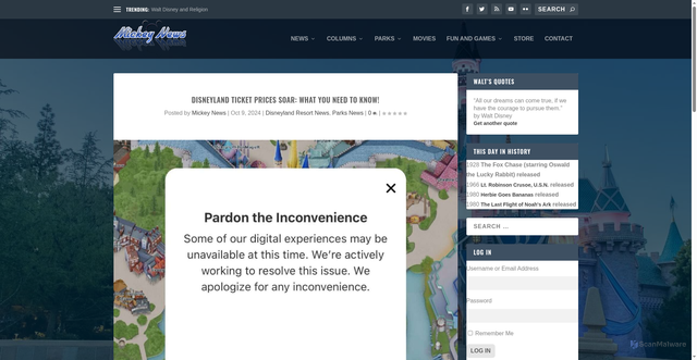 Security scan screenshot of https://www.mickeynews.com/parknews/disneyland-ticket-prices-soar-what-you-need-to-know/