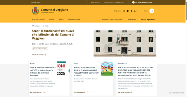 Security scan screenshot of https://www.comune.veggiano.pd.it/