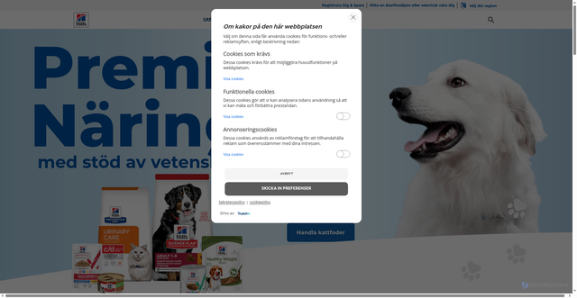 Security scan screenshot of https://www.hillspet.se/